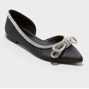 Like new Women's Juliette Bow Ballet Flats - A New Day Black size 8